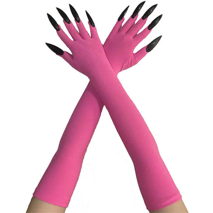 48cm European and American Fashion Halloween Gloves Long Nails Ghost Claw Gloves Long Performance Props Costume Black Red Claw