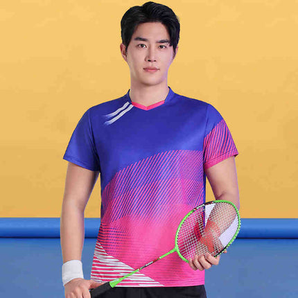 Badminton Clothing Top Men's Short-sleeved Quick-drying Women's Air Volleyball Competition Clothing Training Table Tennis Team Clothing Printing Summer