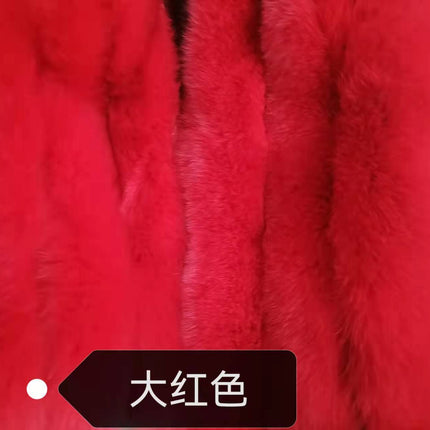 Fashion High-End Young Style Women's Coat, Aliexpress Popular Model, 5-Section Genuine Fox Fur Coat with Fur Integrated