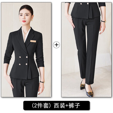 Autumn and Winter Professional Small Suit Suit, Feminine Formal Suit Two-Piece Suit, Beautician Front Desk Work Clothes