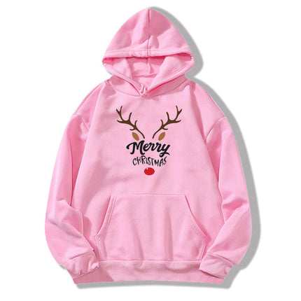 Elk Reindeer Merry Christmas printed hooded sweater European and American women's top coat cross-border