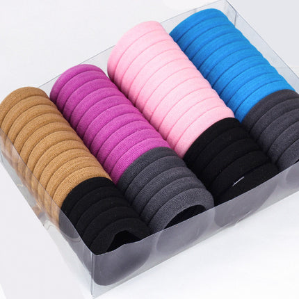 Simple Hair Rope Women's Leather Cover Rubber Band Women's Tie High Elastic Durable Hair Rope Black Headwear Thick Hair Ring