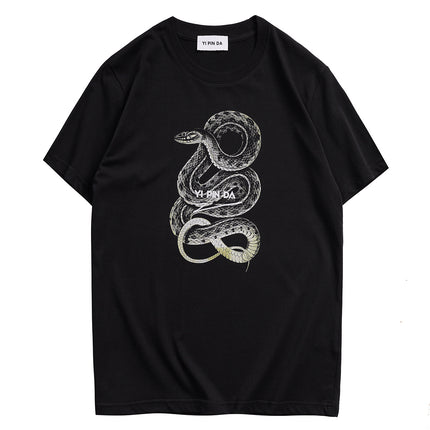 Kangli Direct Spray Trendy Brand Men's Spray Printing Alphabet Flower Snake All-match Short-sleeved Fashionable Couple Casual Vest Loose T-shirt