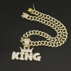 Gold pendant with 45CM diamond Cuban chain