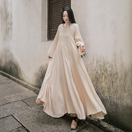 Moon Pillow Autumn Simple Stitching Design Tear Edge Large Pendulum All-match dress 3 Colors
