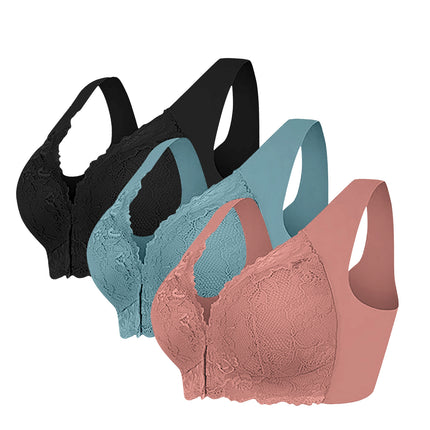 Wire-Free Push-Up Front-Button Mother's Bra, Breast-Retracting, Adjustable, Beautiful Back, Push-Up, Comfortable Anti-Sagging Bra