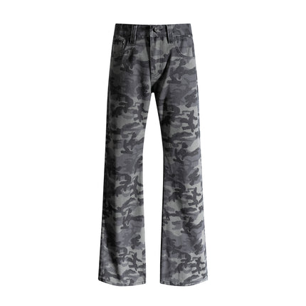 American-Style Low-Waist Retro Camouflage Sweet and Spicy Cargo Pants for Women with Back Pocket Design, Loose Straight-Leg Casual Pants Trendy