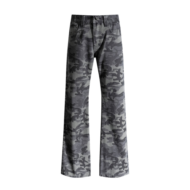 American-Style Low-Waist Retro Camouflage Sweet and Spicy Cargo Pants for Women with Back Pocket Design, Loose Straight-Leg Casual Pants Trendy