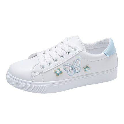 White Shoes Women's 2025 Spring and Summer New Lace-up Casual Women's Board Shoes Soft Sole All-match Running Shoes Women's Single-layer Shoes Student Shoes
