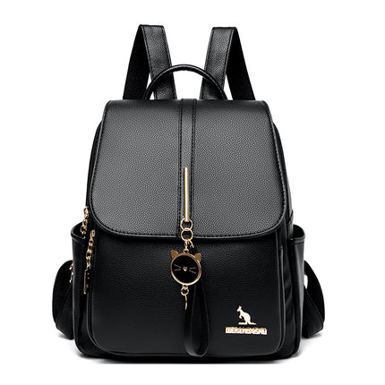 Creative kitten decorative backpack cowhide fashion travel women's backpack 2024 welfare student bag