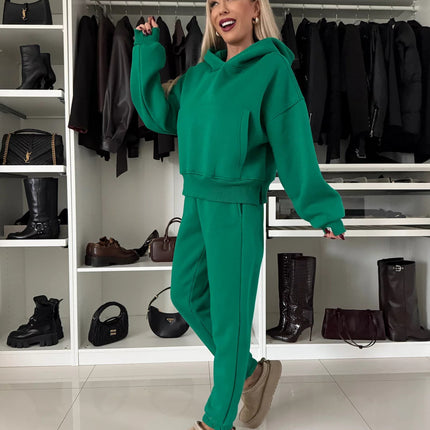 2026 Amazon European and American New Trendy Fashion Set for Women, Long-Sleeve Hooded Sweatshirt and Jogger Pants Two-Piece Set for Women