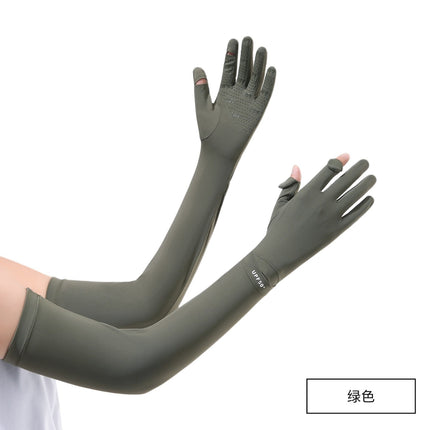 Summer sunscreen UV ice sleeve extended ice sleeve female nylon ice silk outdoor riding sunscreen gloves wholesale