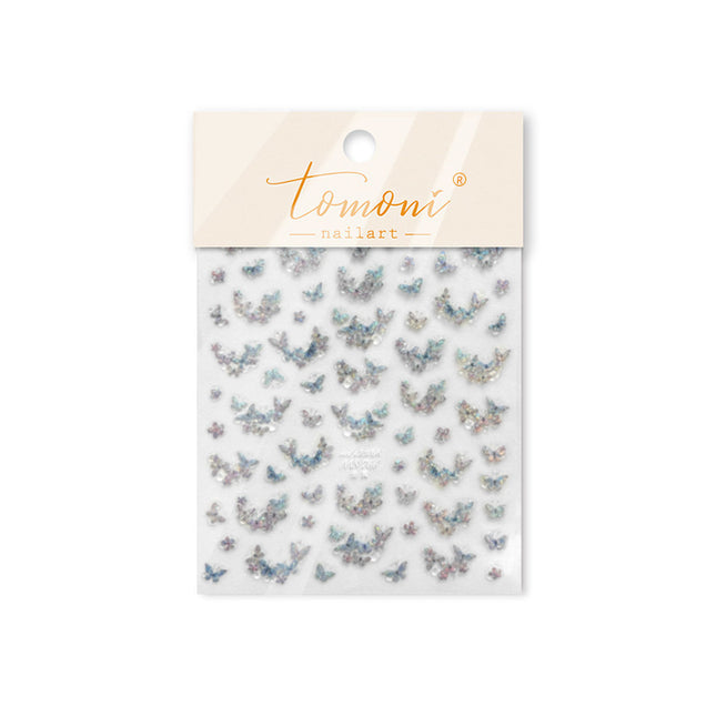 Shell Light Butterfly Bubble Nail Art Stickers New 3D Relief Tomoni Popular Ins Nail Sticker Decoration Products