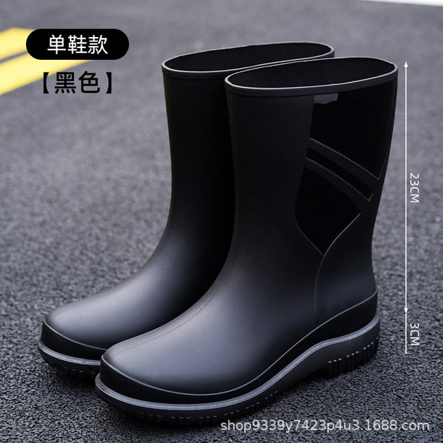Cross-border Waterproof Shoes Men's Rain Shoes Fashion Thickened Rain-proof Rubber Shoes Work Anti-slip Fishing Kitchen Rain Boots for Foreign Trade