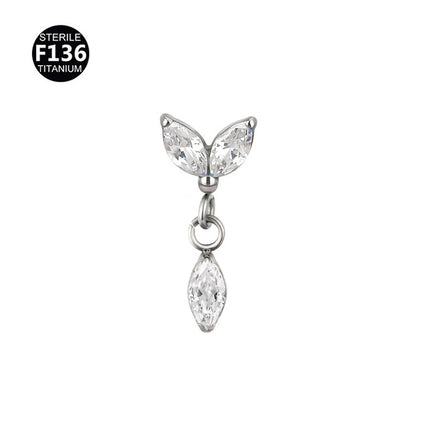 New pendant lip nail 0.9 teeth F136 titanium alloy moon lightning cone lip nail ear bone nail tragus 5A zircon