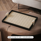 Leather woven square tray [large] Beige