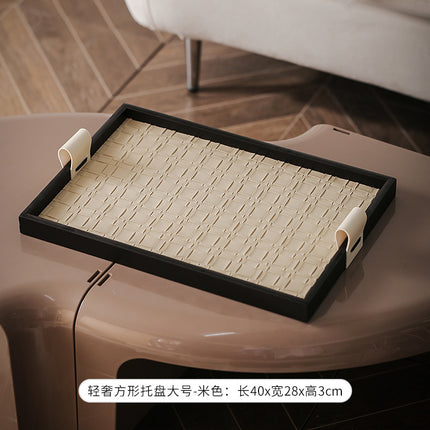 Light luxury jewelry hallway storage plate mid-ancient high-grade black leather aromatherapy tray French jewelry decoration sample