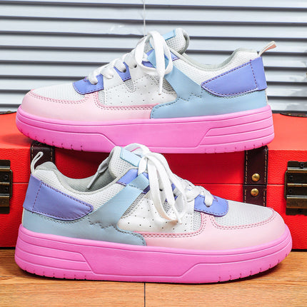 Korean Style Trendy Four-Season Thick-Soled Skateboard Shoes, Mesh Breathable Casual Shoes, Lace-Up Fashionable Women's Shoes, Outdoor Couple Trendy Shoes