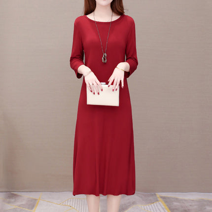 Autumn Modal Women's Dress Early Autumn Home Clothes with Chest Pad Outwear Long Dress Pajamas Over-the-Knee Long Sleeve Nightgown