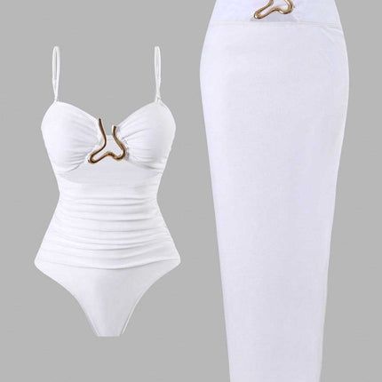 2025 New Cross-Border European and American Slim Conservative One-Piece Swimsuit Women's High-End Bikini Hot Spring Swimsuit Suit