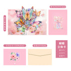 Butterfly three-dimensional greeting card pink