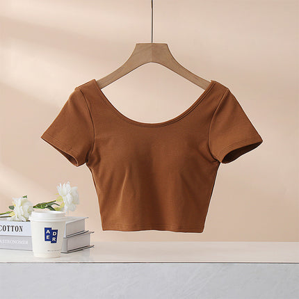 Wearing-Free Bra Large U-Round Tie Chest Pad One-Piece Solid Color Slim-Looking Hot Hot Hot Spice Girl 2025 New Popular Top