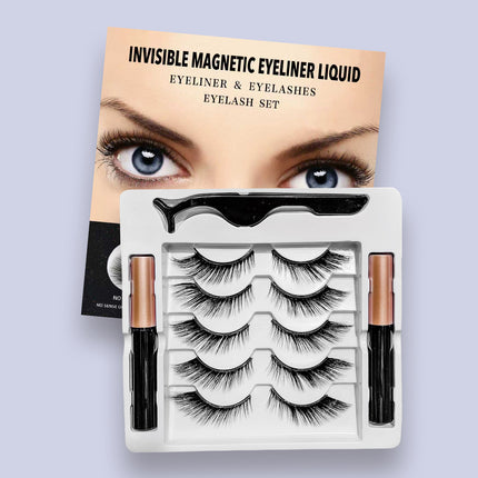 Wholesale magnetic eyeliner false eyelashes magnet false eyelashes 3D three-dimensional net red magnetic false eyelashes 3 pairs of suit