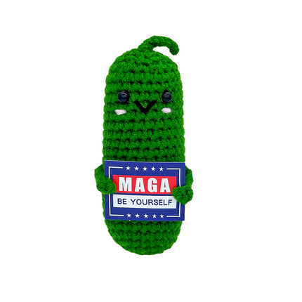 Cross-Border Finished Handmade Knitted Doll Cartoon Emotional Support Emoji Funny Cucumber Keychain Ornament Gift