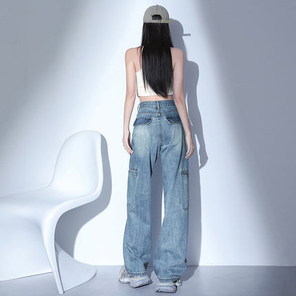 American Work Jeans Women's 2025 Spring New Straight Loose High Waist Slimming Casual Wide Leg Pants