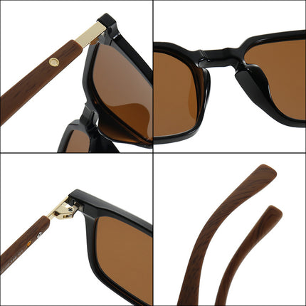 New Fashion Trend Men's Advanced Sunscreen Sunglasses Women's TR90 Sunglasses Ultra HD Wood Grain Leg Polarized Glasses