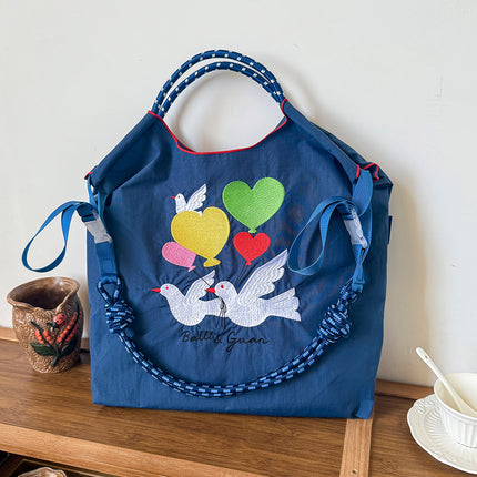 New Canvas Bag Embroidered Shopping Bag Tote Bag Large Capacity Bag Women's Handbag Crossbody Bag