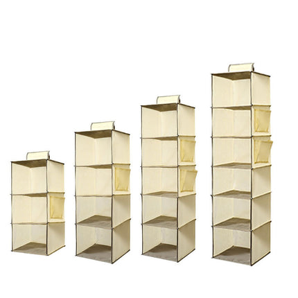 Foldable Metal Hook Velcro Bamboo Sheet Bearing Strong Multi-purpose Layered Wardrobe Finishing Storage Hanging Bag Wholesale
