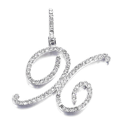 Foreign trade popular products full diamond hip hop jewelry grass letter pendant melon seed buckle Cuban chain accessories Amazon exclusive