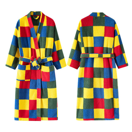 In-Stock Autumn and Winter New Coral Fleece Thickened Beautiful Fleece Men's and Women's Bathrobes, Extra-Long Bathrobes, Couple's Pajamas, Anti-Static