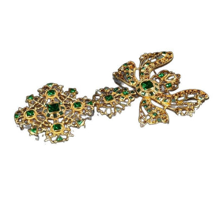 Women's medieval classic bow hollow snowflake inlaid glass inlaid diamond alloy exquisite all-match high-grade brooch