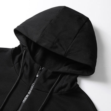 Amazon Cross-border Autumn Hooded Solid Color 95 Cotton Men's Pocket Casual Loose Sweat Japanese plus size Sweat Men