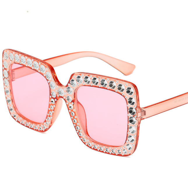 European and American fashion new large frame anti-Diamond sunglasses high-level star square sunglasses cross-border sunglasses