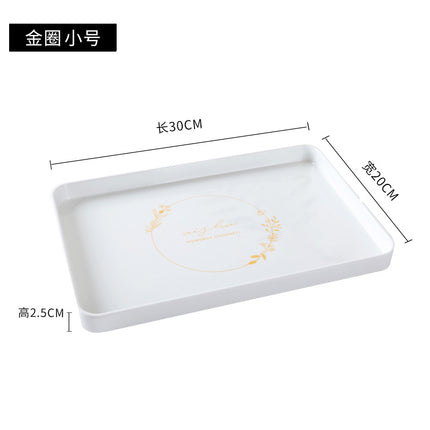 White Plastic Tray Rectangular Tea Tray Household Baking Tray Tea Cup Scandinavian Accessible Luxury Water Cup Storage Melamine