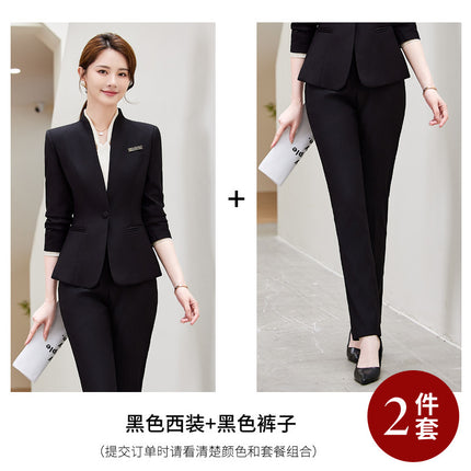 Grey Professional Suit suit Women's Autumn Hotel Front Desk Reception Tooling Beauty Salon Sales Department Overalls Dress