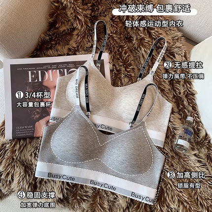 Thread Traceless Sports Underwear Women's Small Chest Push-up Anti-sagging Parammary Breast Comfortable Rimless Bra for Women