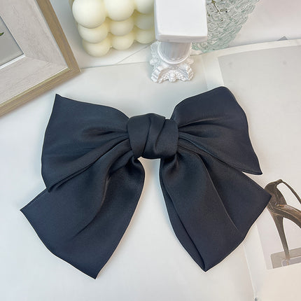 Retro Chanel style floral pearl big bow hairpin back head temperament long ribbon spring ponytail clip female