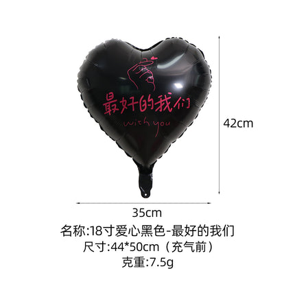 2026 New Year's Eve 18inch Aluminum Foil Heart Balloons Floating Set - Peace, Joy, Happy Birthday Theme