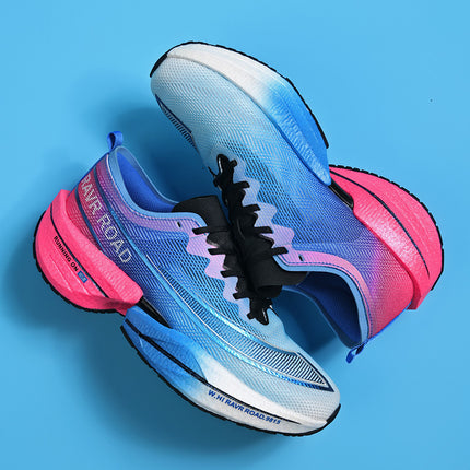 Cross-border plus size Couple Running Sports Leisure Real Explosive Carbon Plate Friction Sound Breathable Running Shoes Soft Sole Men's Shoes