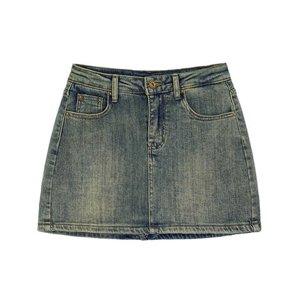 Blue Denim Short Skirt for Women, New Summer Style, Petite Pear-Shaped Figure, Plus Size, Slimming, Body-Hugging A-Line Skirt