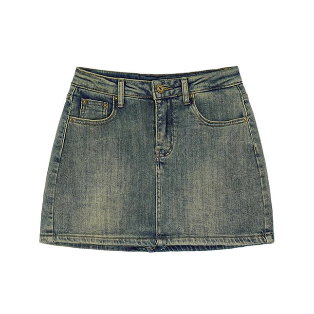 Blue Denim Short Skirt for Women, New Summer Style, Petite Pear-Shaped Figure, Plus Size, Slimming, Body-Hugging A-Line Skirt