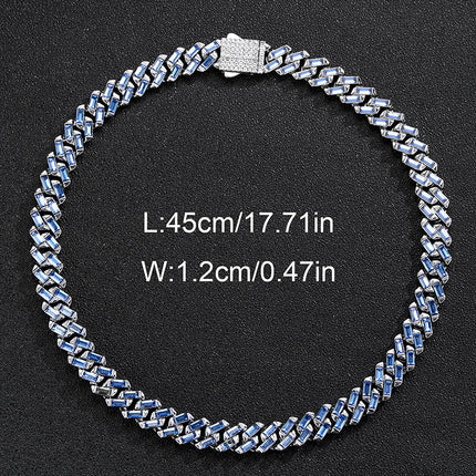 Amazon New Blue T Square Diamond Cuban Chain 13mm Men's Heavy Industry Miami Necklace Jewelry Cross-border Exclusive