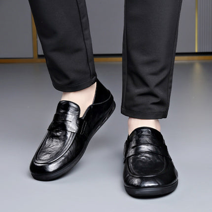 Men's Genuine Leather Loafers Summer New Soft Breathable Slip-on Fashionable Trendy Shoes