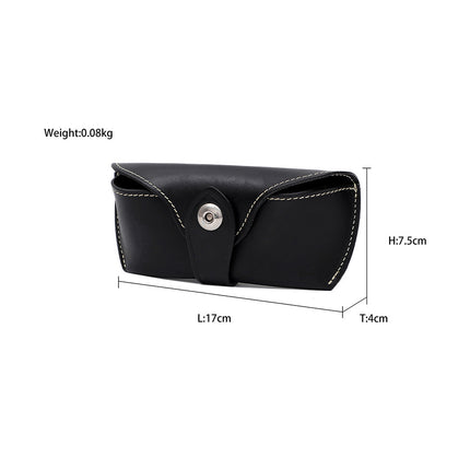 Retro Myopia Glasses Bag Universal Vegetable Tanned Leather Creative Portable Glasses Case Genuine Leather Simple Sunglasses Storage Box