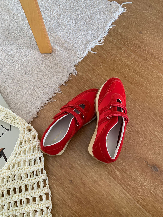 Wholesale New Platform Thick-Soled Velcro Training Shoes for Women 2025 Genuine Leather Breathable Versatile Ready-Made Casual Shoes for Women