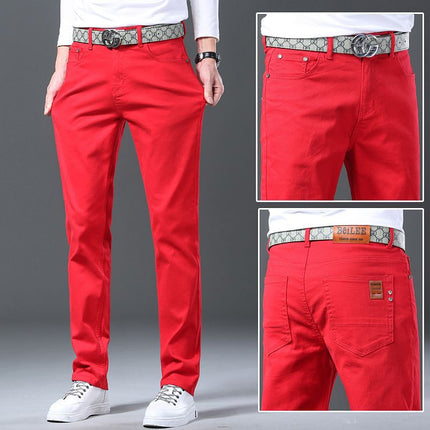 Summer Thin Casual Pants for Men, Loose Straight Grass Green Business Solid Color Versatile Youth Men's Long Pants Wholesale